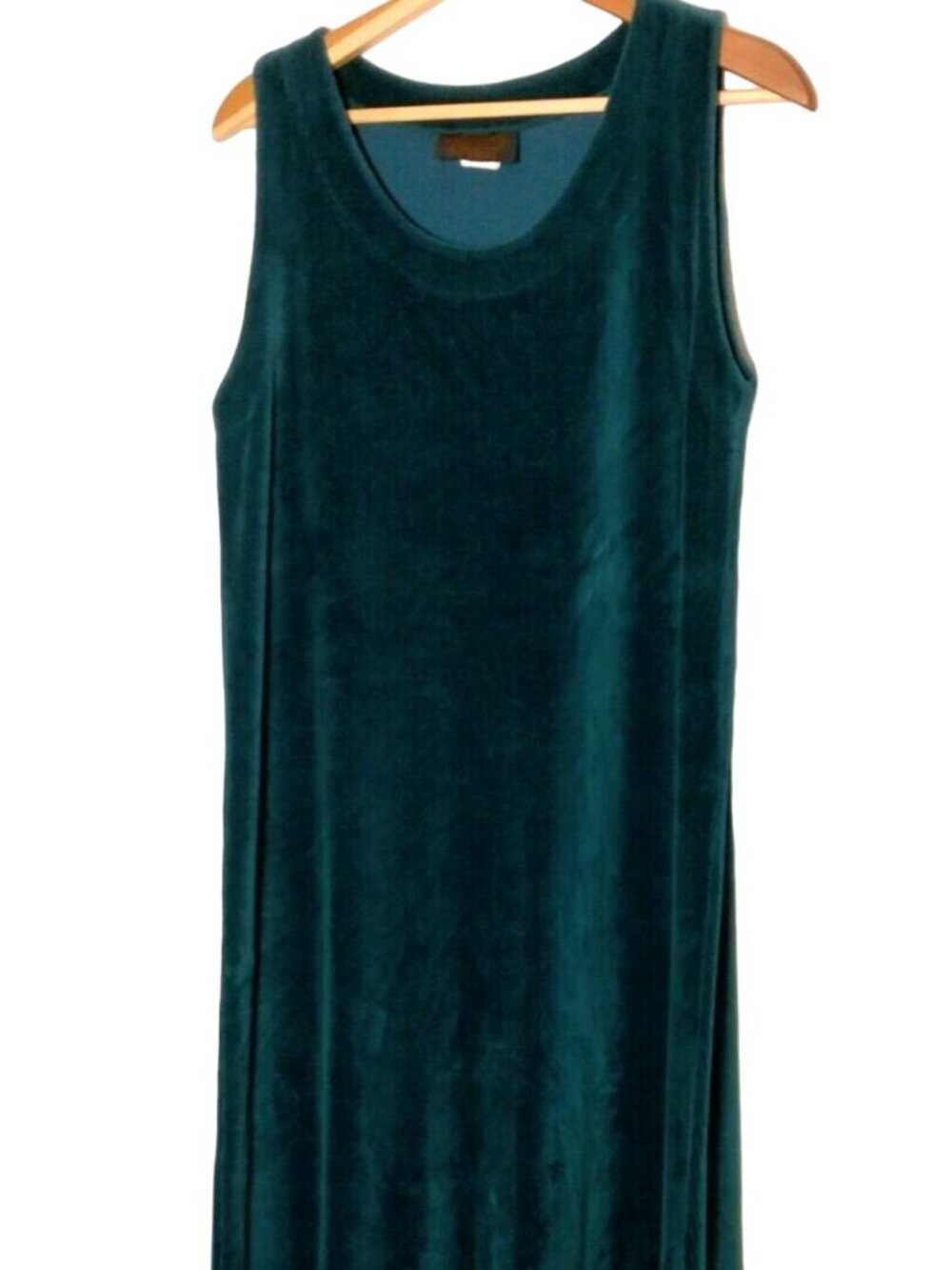 Kindred Spirit Jumper Dress Large Emerald Green Ribbed Velour Lagenlook Vintage